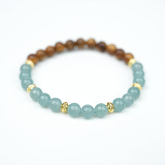 6mm Blue Water Jade Agate Agarwood Single Loop Bracelet - Zen Chinese Style