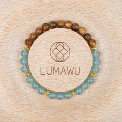 6mm Blue Water Jade Agate Agarwood Single Loop Bracelet - Zen Chinese Style