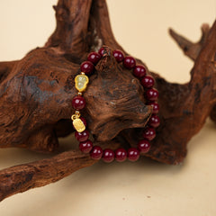 High-Content Purple Gold Sand Hetian White Jade Gourd Bracelet for Women