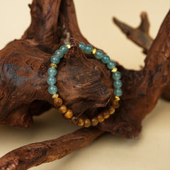6mm Blue Water Jade Agate Agarwood Single Loop Bracelet - Zen Chinese Style