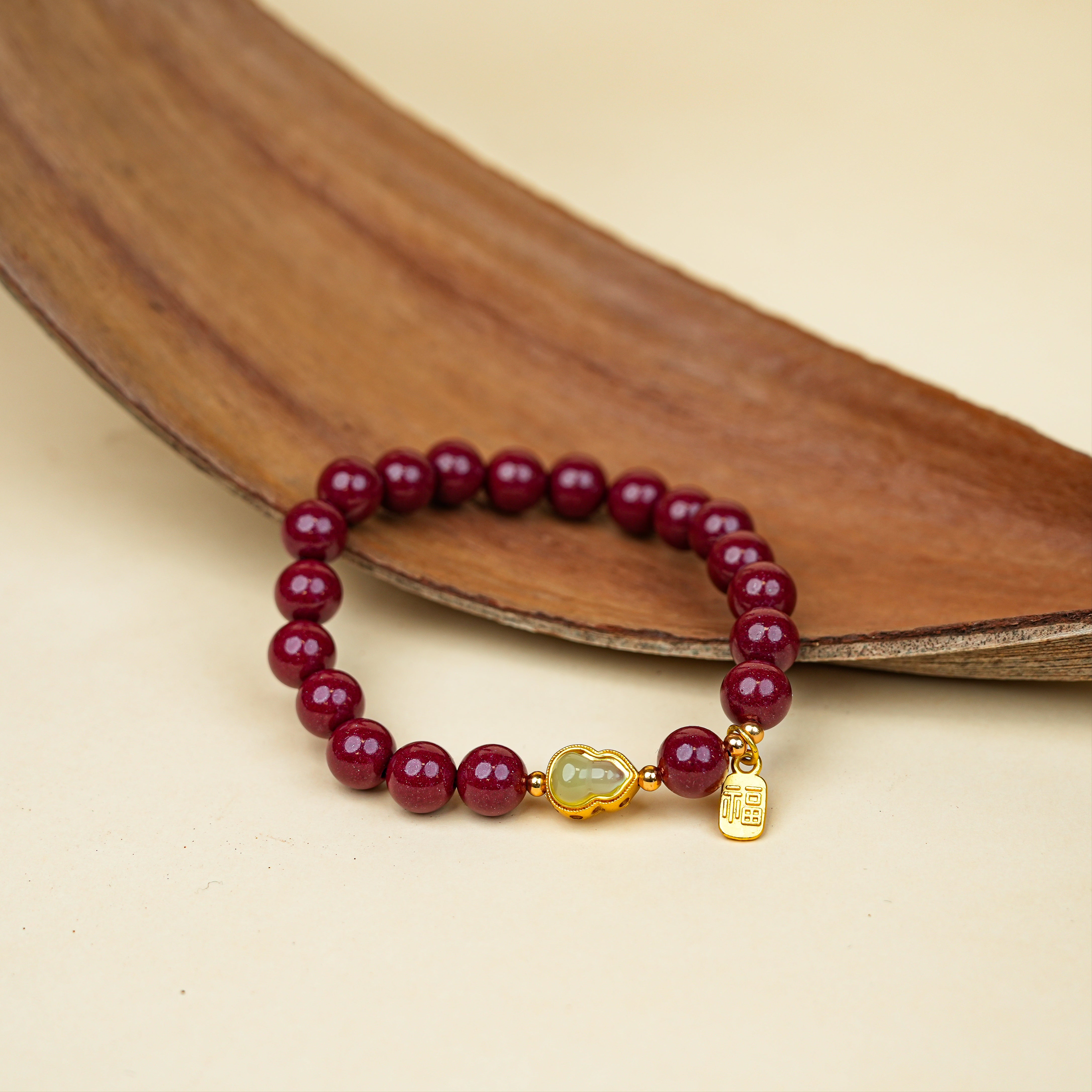 High-Content Purple Gold Sand Hetian White Jade Gourd Bracelet for Women