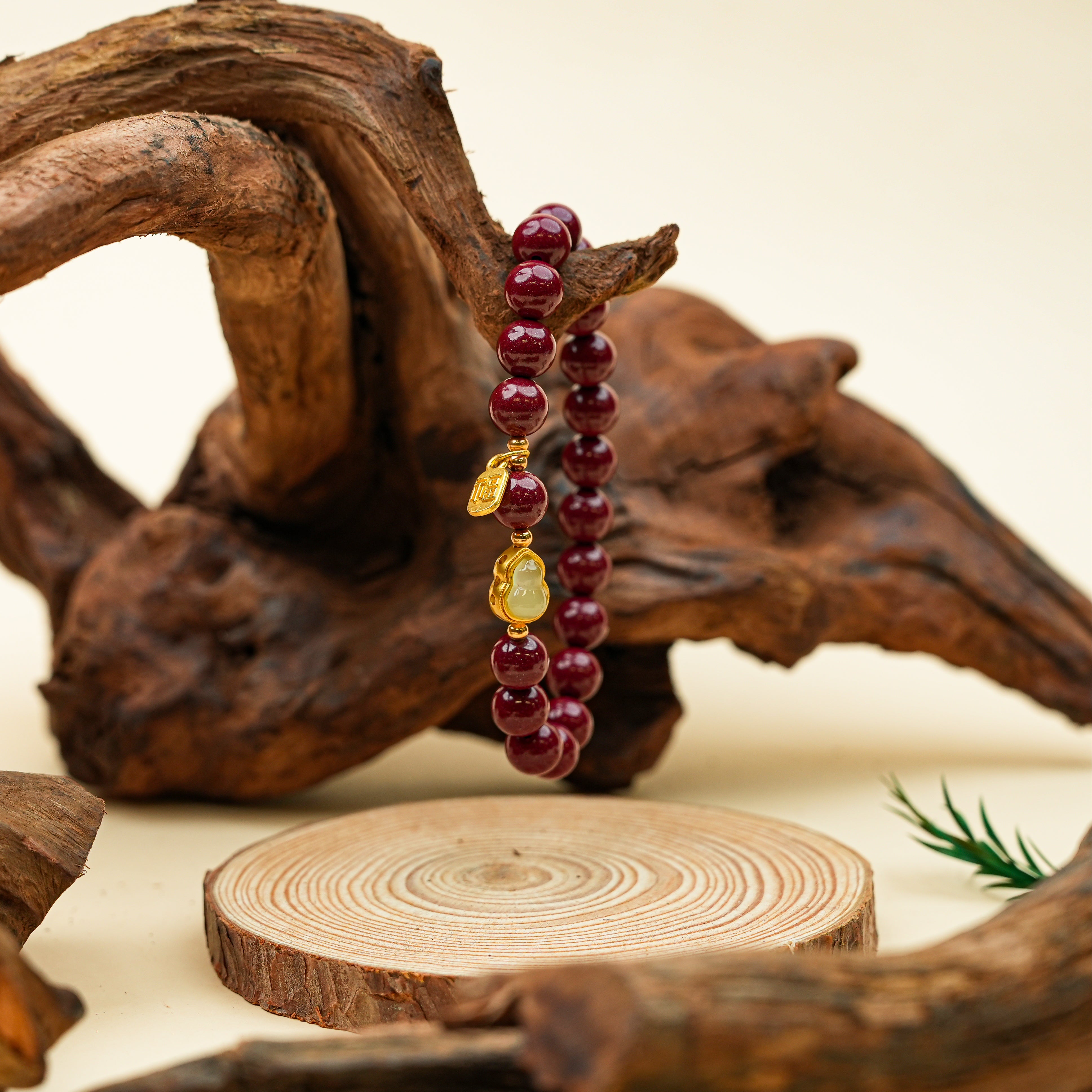 High-Content Purple Gold Sand Hetian White Jade Gourd Bracelet for Women