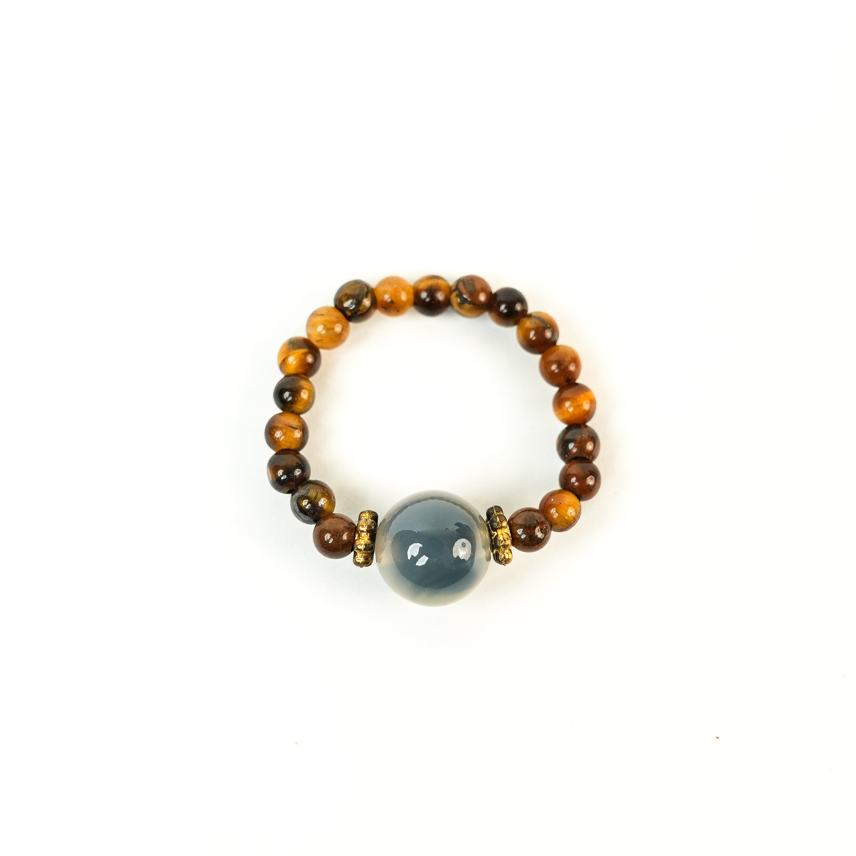 Tiger Eye Heart Agate Ring (3mm)