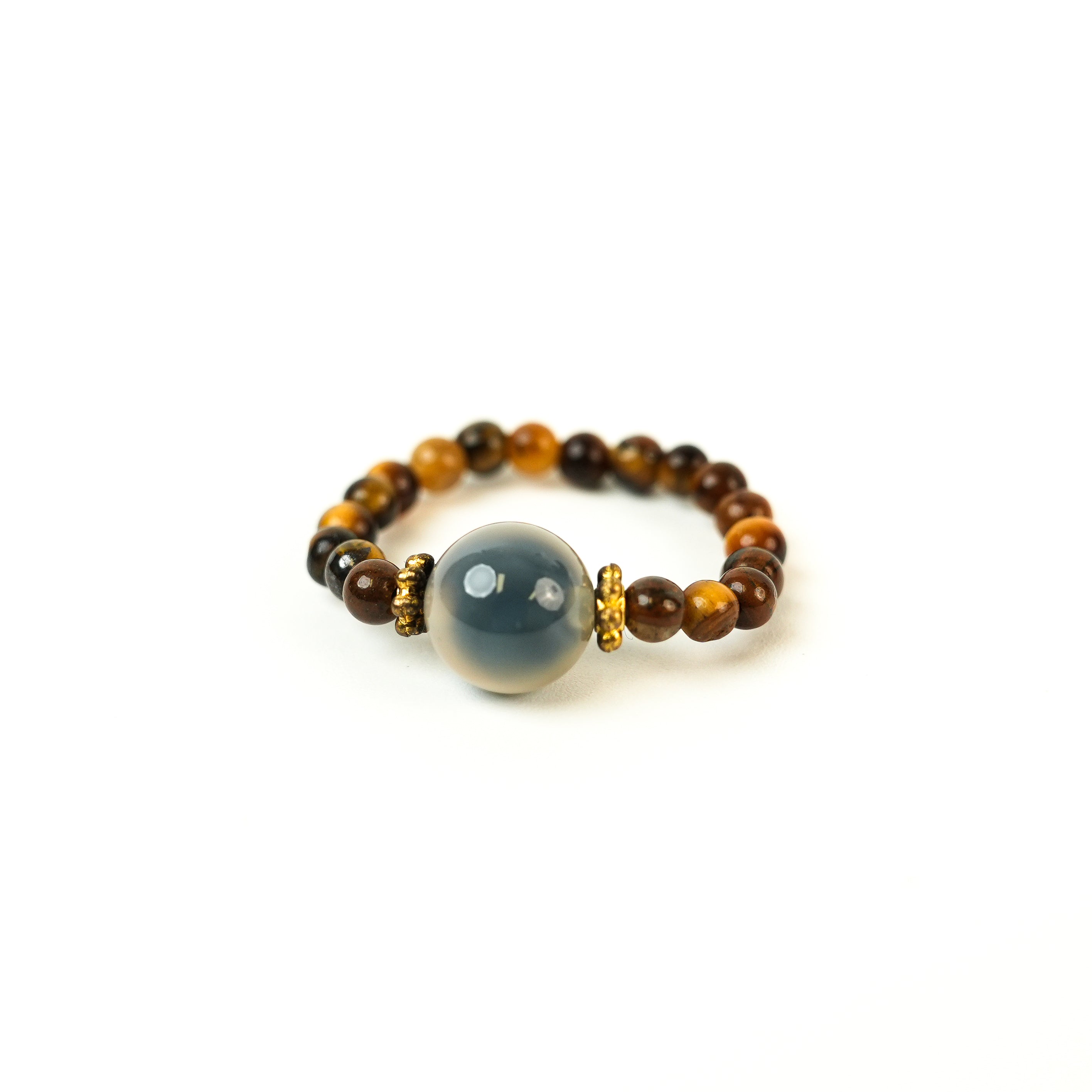Tiger Eye Heart Agate Ring (3mm)
