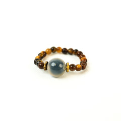 Tiger Eye Heart Agate Ring (3mm)