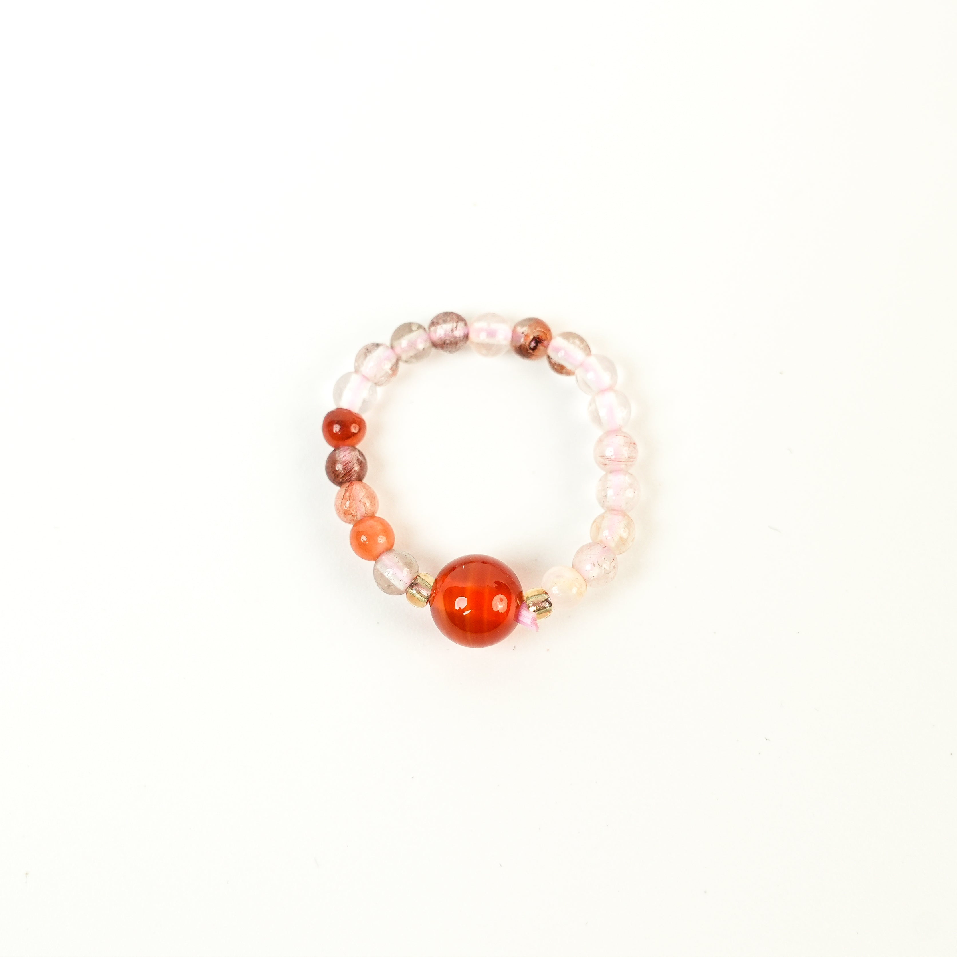 Rutilated Quartz Red Agate Ring (3mm)