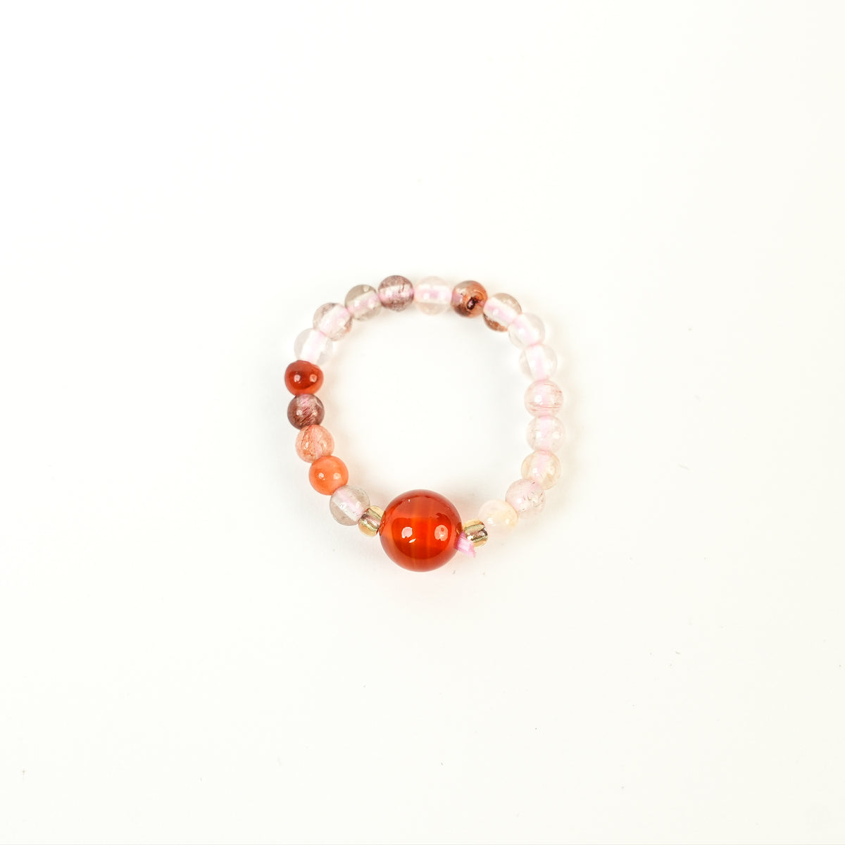 Rutilated Quartz Red Agate Ring (3mm)