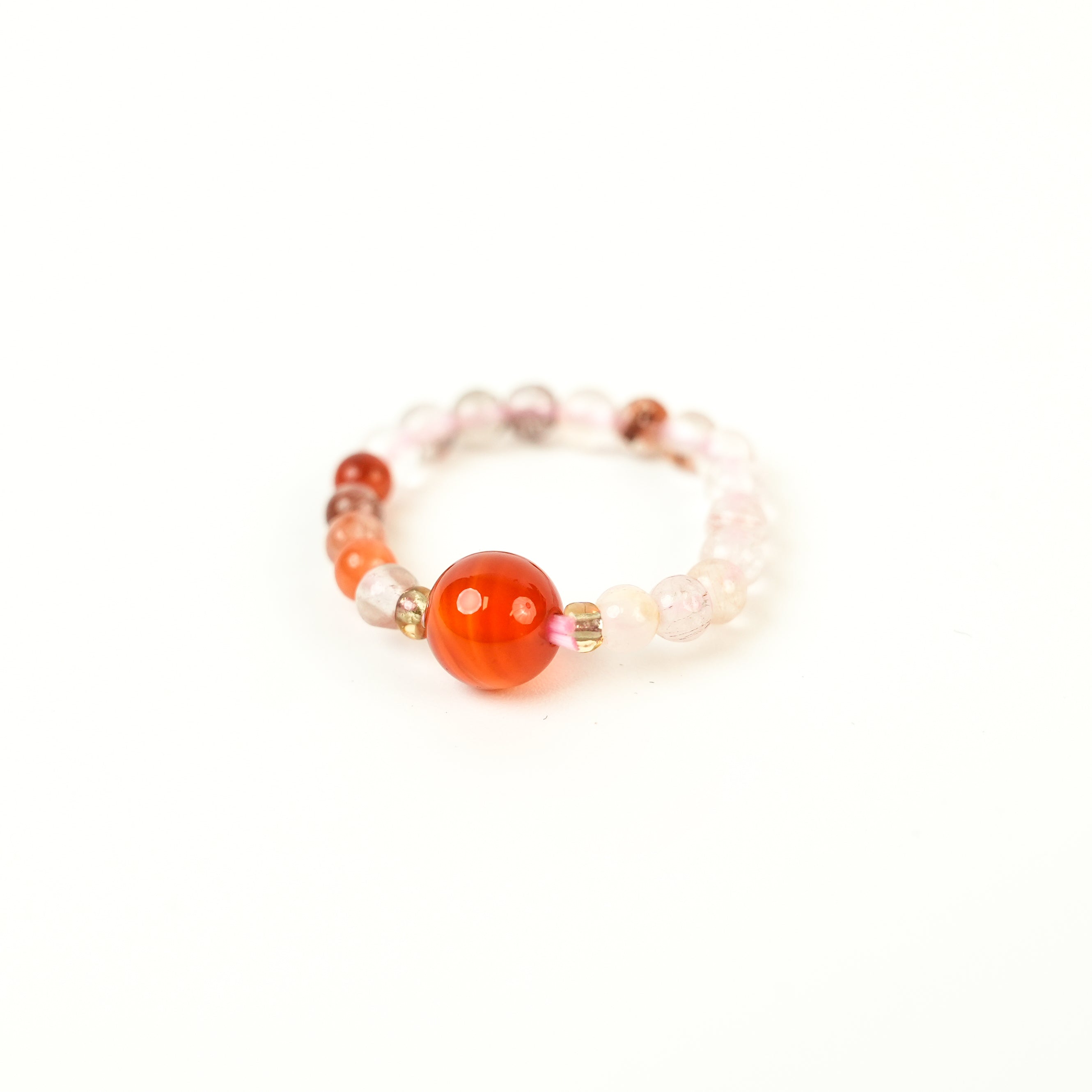 Rutilated Quartz Red Agate Ring (3mm)