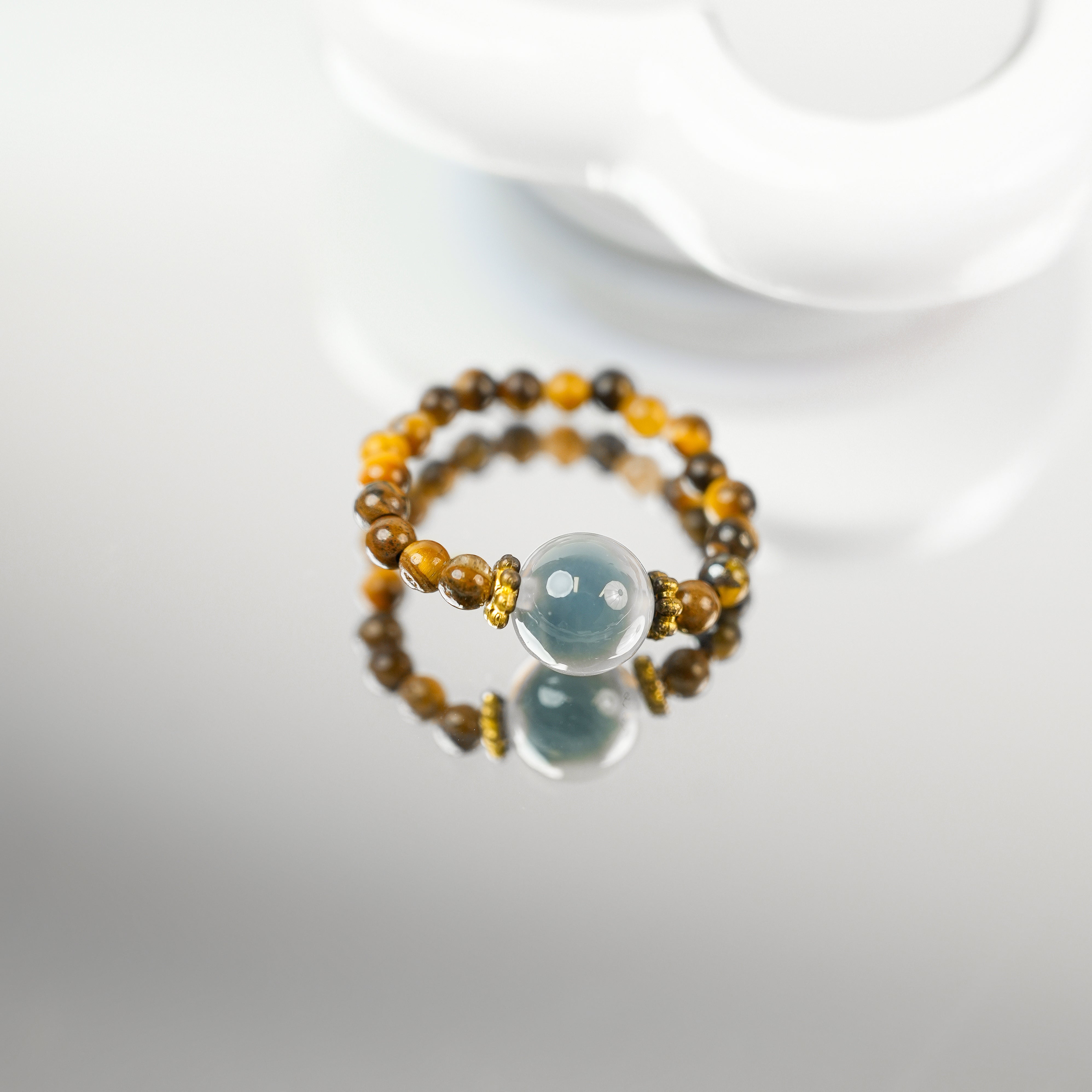 Tiger Eye Heart Agate Ring (3mm)