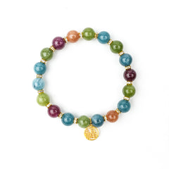 Colorful Tourmaline Luck Charm Bracelet
