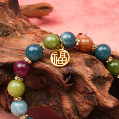 Colorful Tourmaline Luck Charm Bracelet