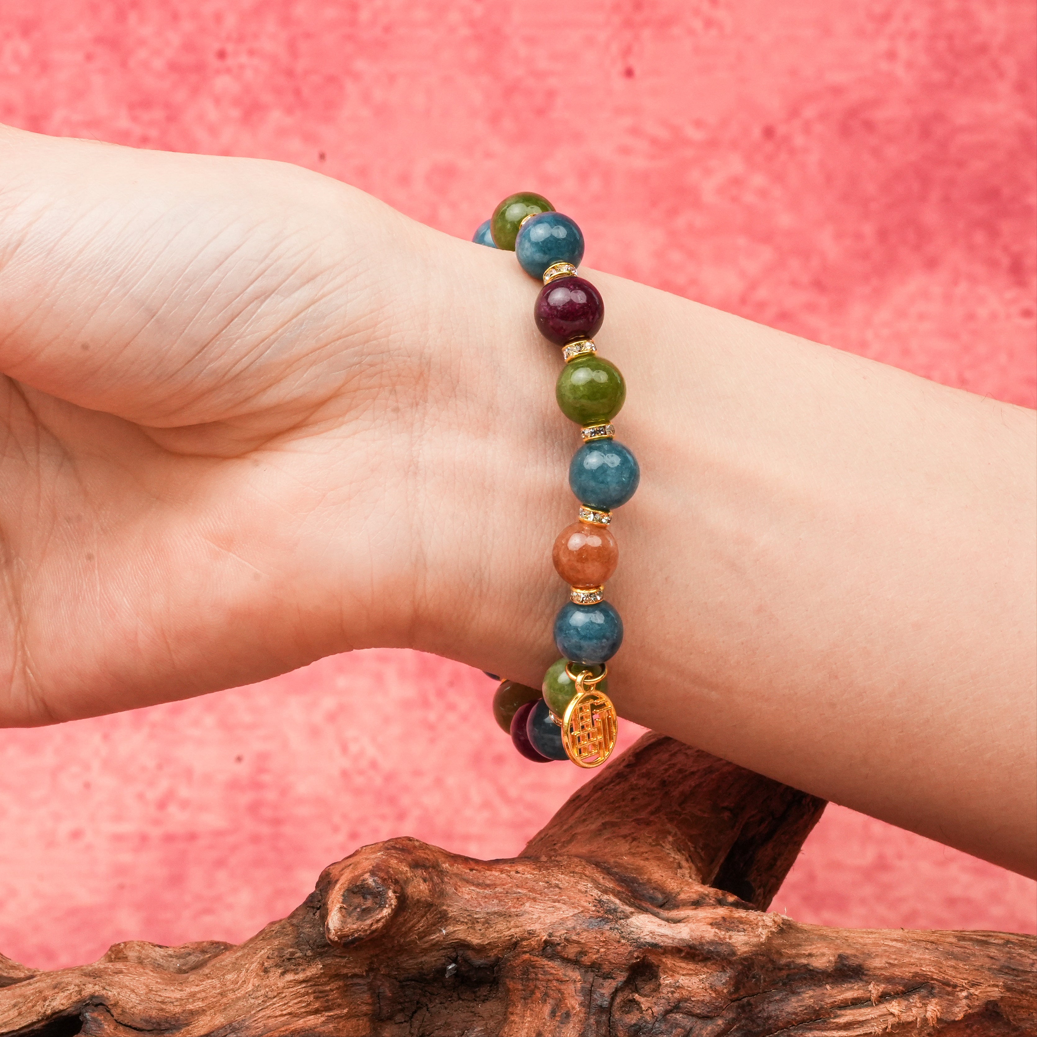 Colorful Tourmaline Luck Charm Bracelet